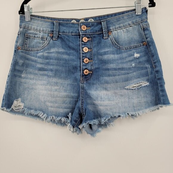 Peace Love Eco by Rewash Super High Wedge Vintage Reunion Jean Short - Picture 1 of 9